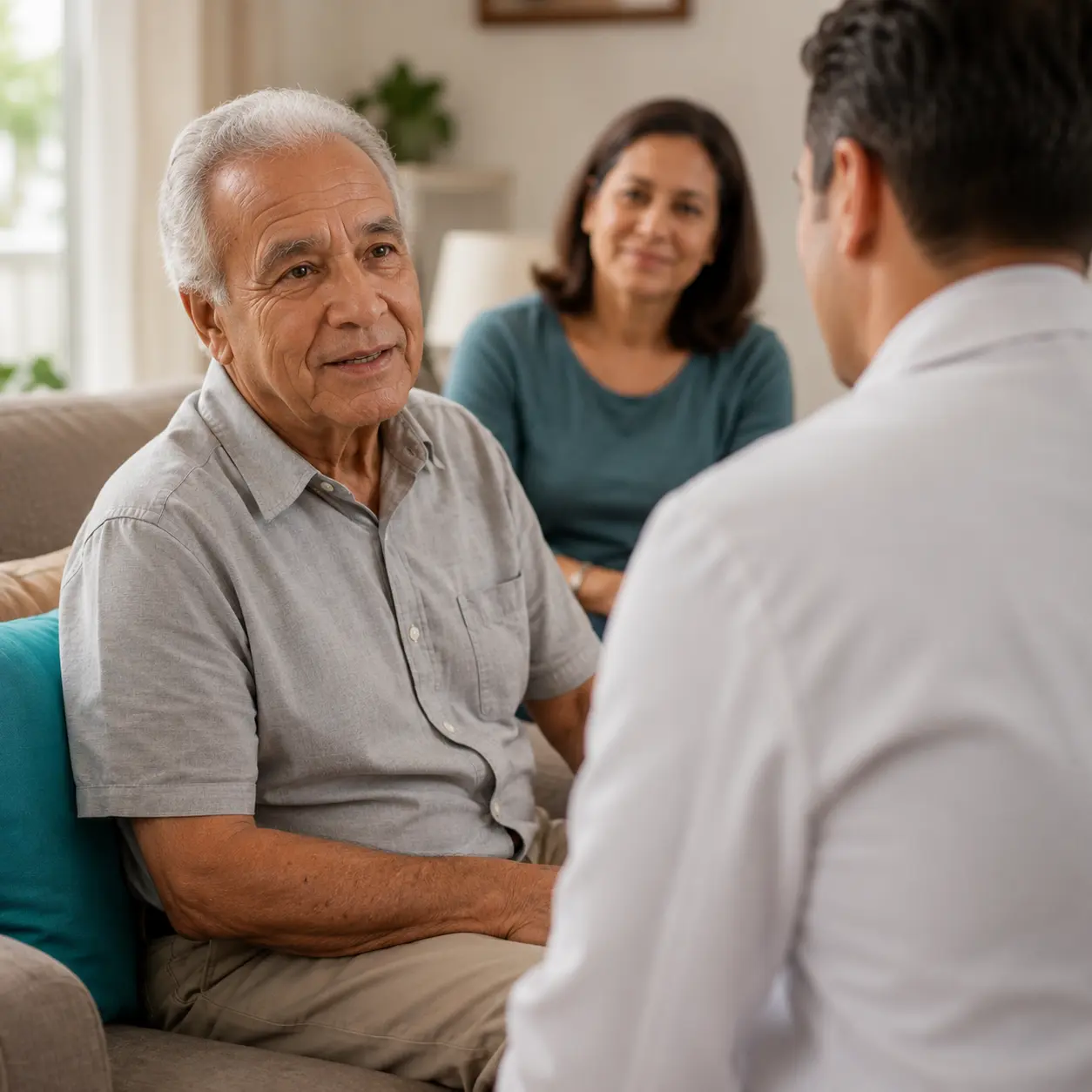 Médico de família em atendimento domiciliar a paciente idoso