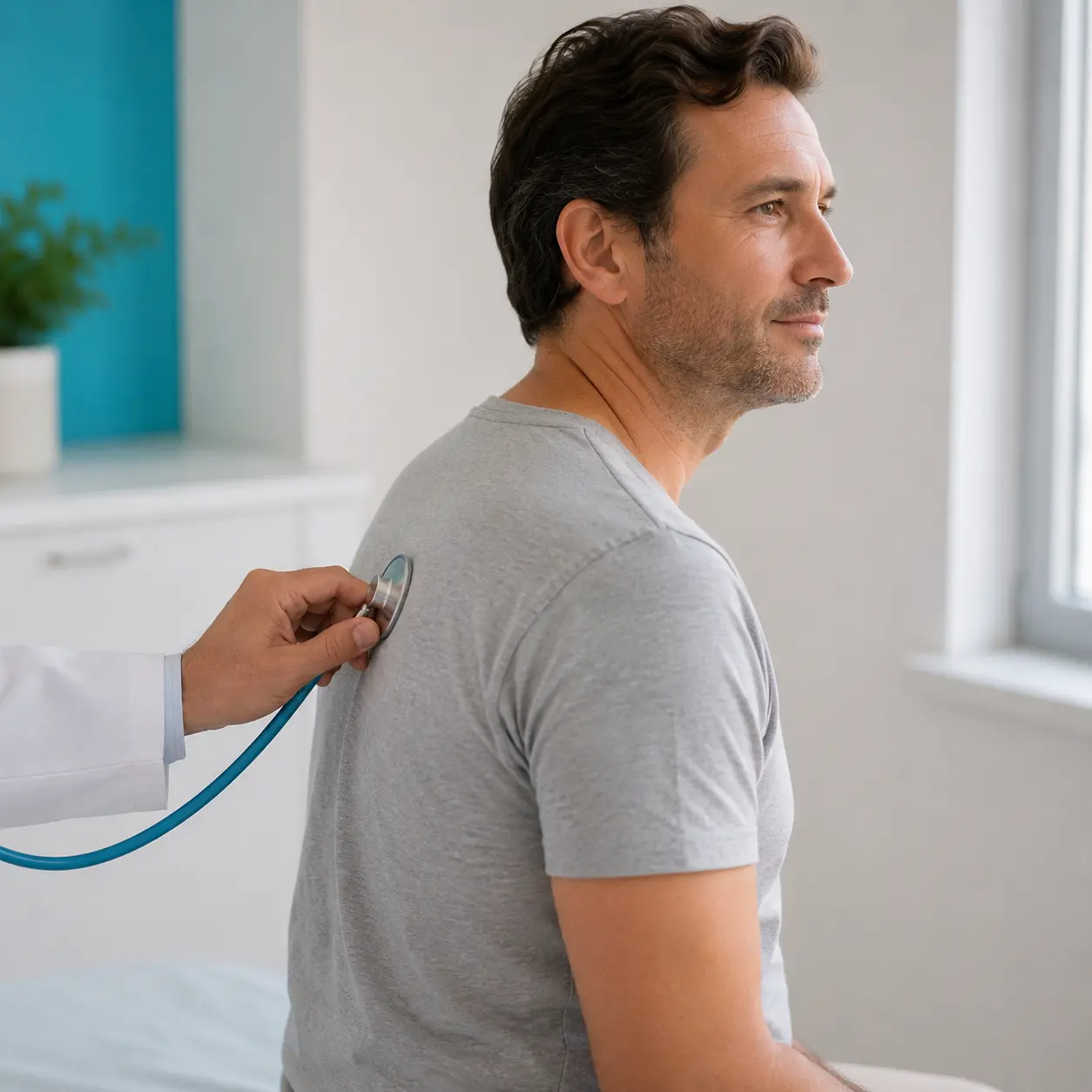 Médico realizando exame clínico em check-up
