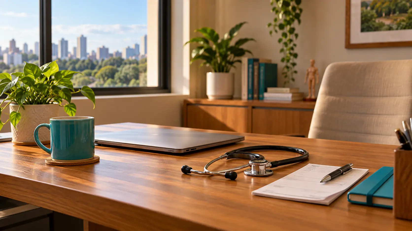 Consultório de médico de família em Curitiba preparado para consulta particular